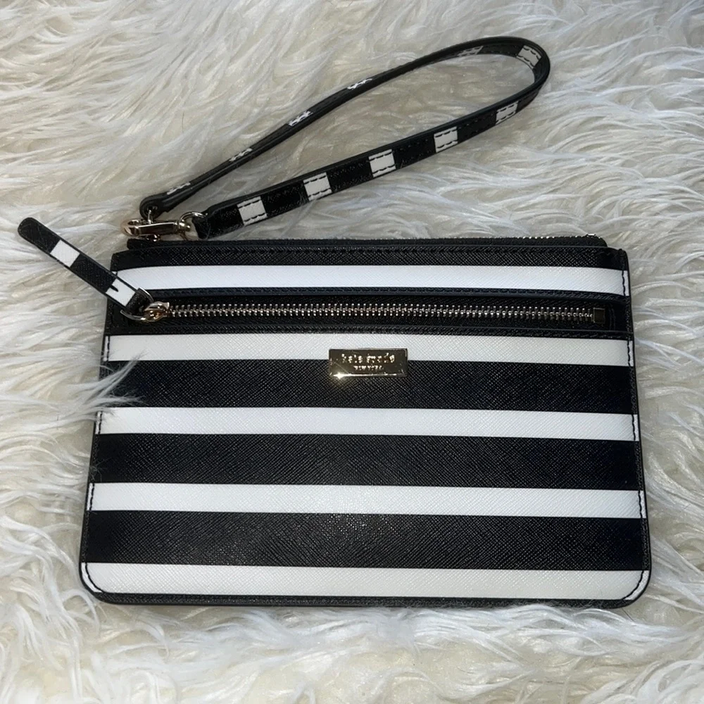 Kate Spade Shore Street Sailing Stripe Tinie Wristlet Black Multi - Picture 2 of 10